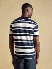 Joules Rugby Club Navy & White Striped Crew Neck Cotton T-Shirt - Image 2 of 7