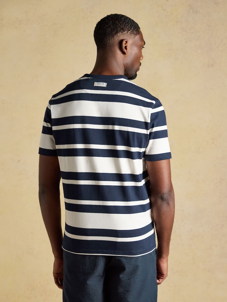 Joules Rugby Club Navy & White Striped Crew Neck Cotton T-Shirt - Image 2 of 7 Joules Rugby Club Navy & White Striped Crew Neck Cotton T-Shirt - Image 2 of 7