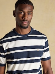 Joules Rugby Club Navy & White Striped Crew Neck Cotton T-Shirt - Image 4 of 7