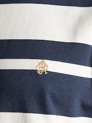 Joules Rugby Club Navy & White Striped Crew Neck Cotton T-Shirt - Image 5 of 7