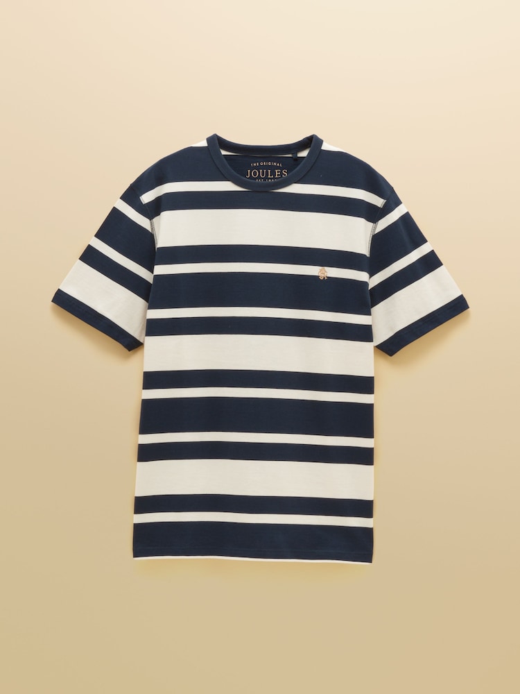 Joules Rugby Club Navy & White Striped Crew Neck Cotton T-Shirt - Image 7 of 7 Joules Rugby Club Navy & White Striped Crew Neck Cotton T-Shirt - Image 7 of 7