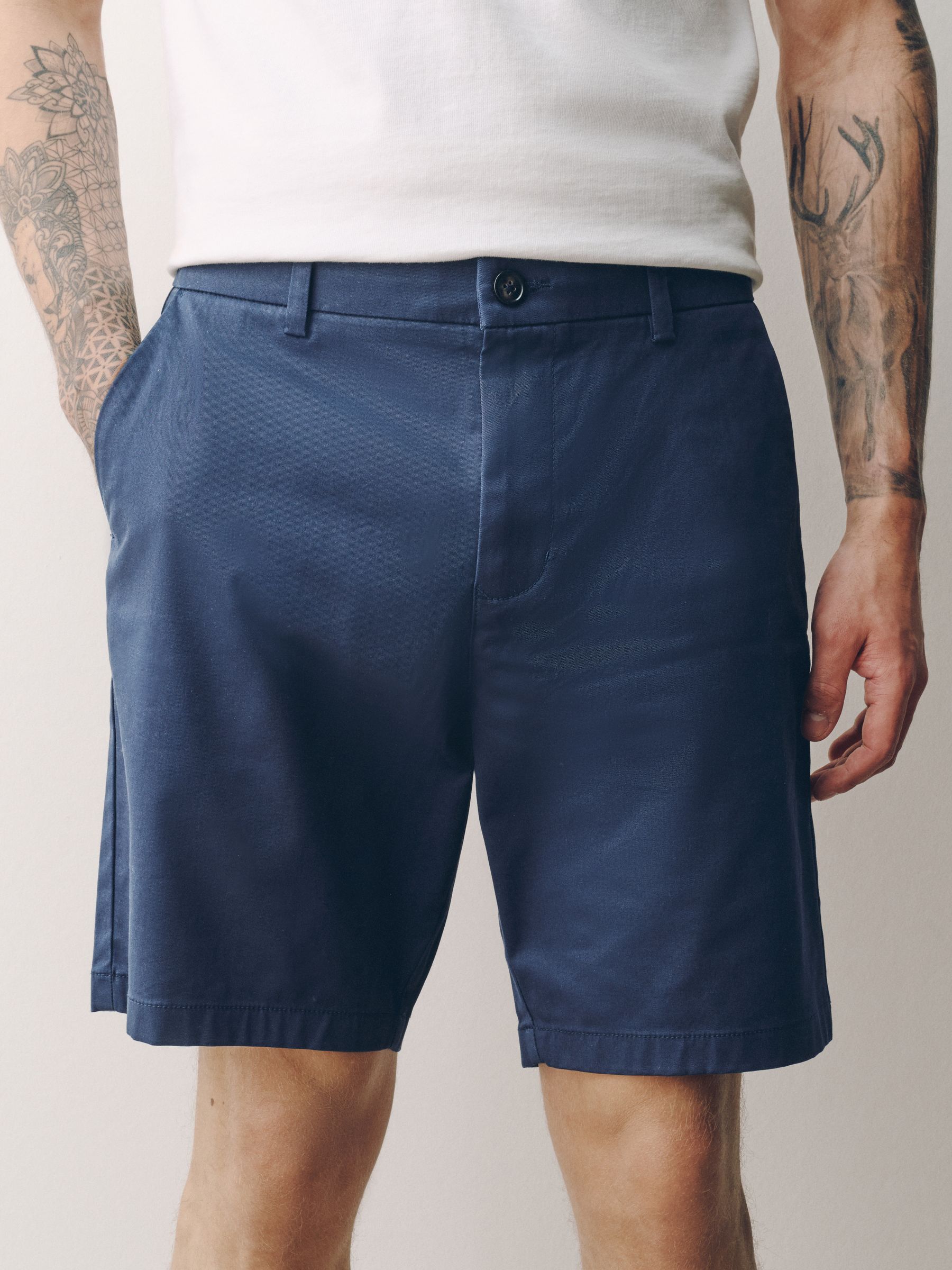 Buy Ink Blue/Stone/White Straight Fit Stretch Chino Shorts 3 Pack