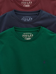 Joules Navy/Port/Green Classic Fit Cotton T-Shirt 3 Pack - Image 8 of 8