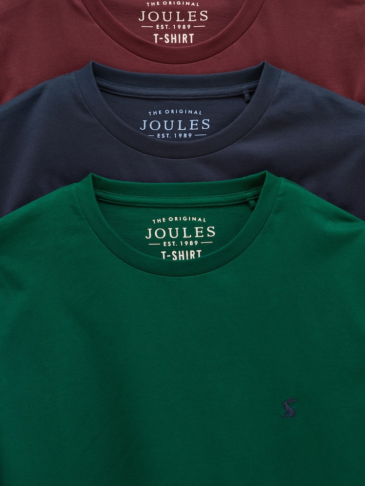 Joules Navy/Port/Green Classic Fit Cotton T-Shirt 3 Pack - Image 8 of 8 Joules Navy/Port/Green Classic Fit Cotton T-Shirt 3 Pack - Image 8 of 8
