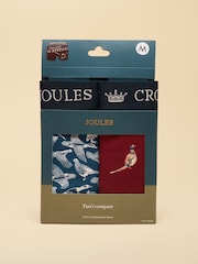 Joules Pheasantly Suprised Navy/Burgundy Cotton Jersey Boxer Shorts 2 pack - Image 1 of 4