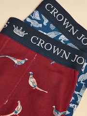 Joules Pheasantly Suprised Navy/Burgundy Cotton Jersey Boxer Shorts 2 pack - Image 4 of 4
