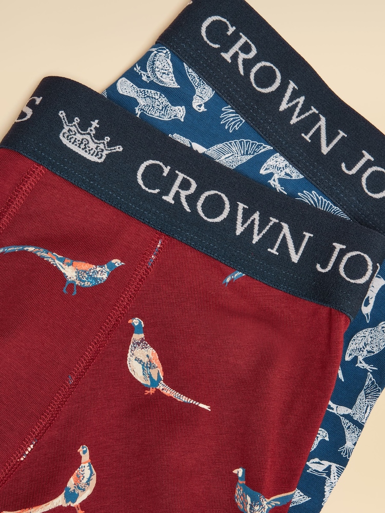 Joules Pheasantly Suprised Navy/Burgundy Cotton Jersey Boxer Shorts 2 pack - Image 4 of 4