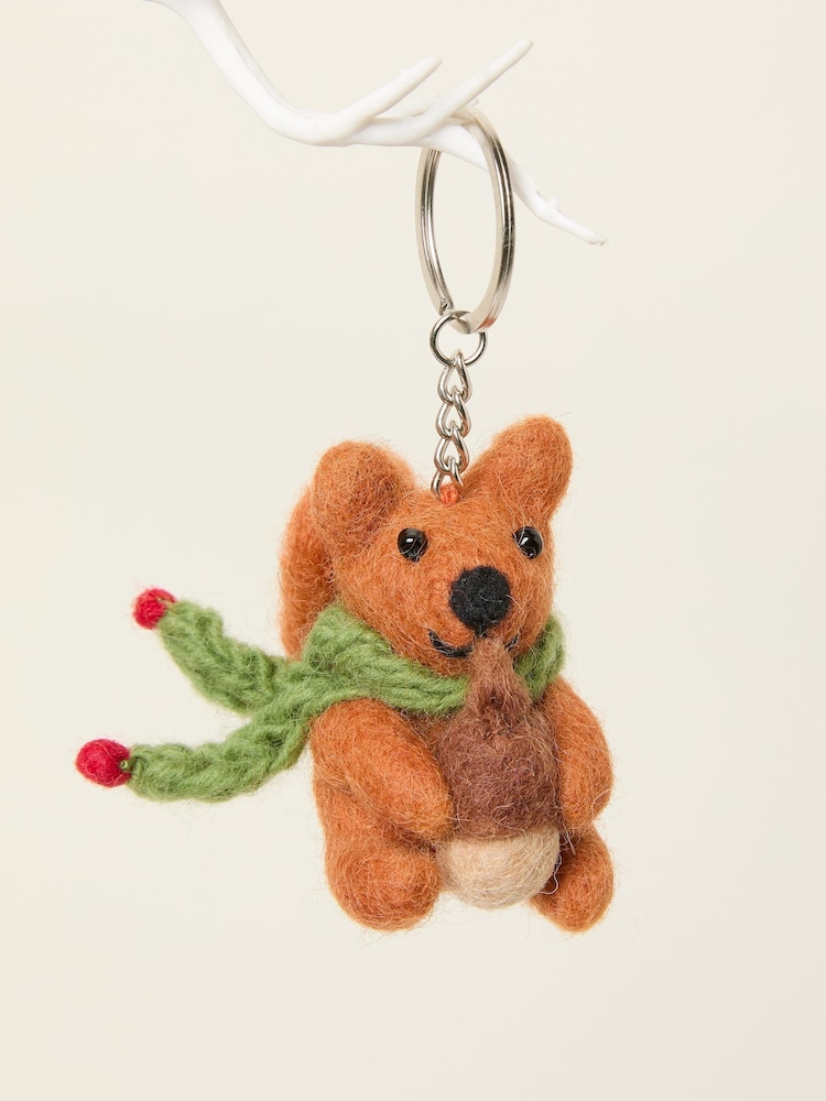 FatFace Brown Woodland Squirrel Felt Keyring - Image 1 of 2