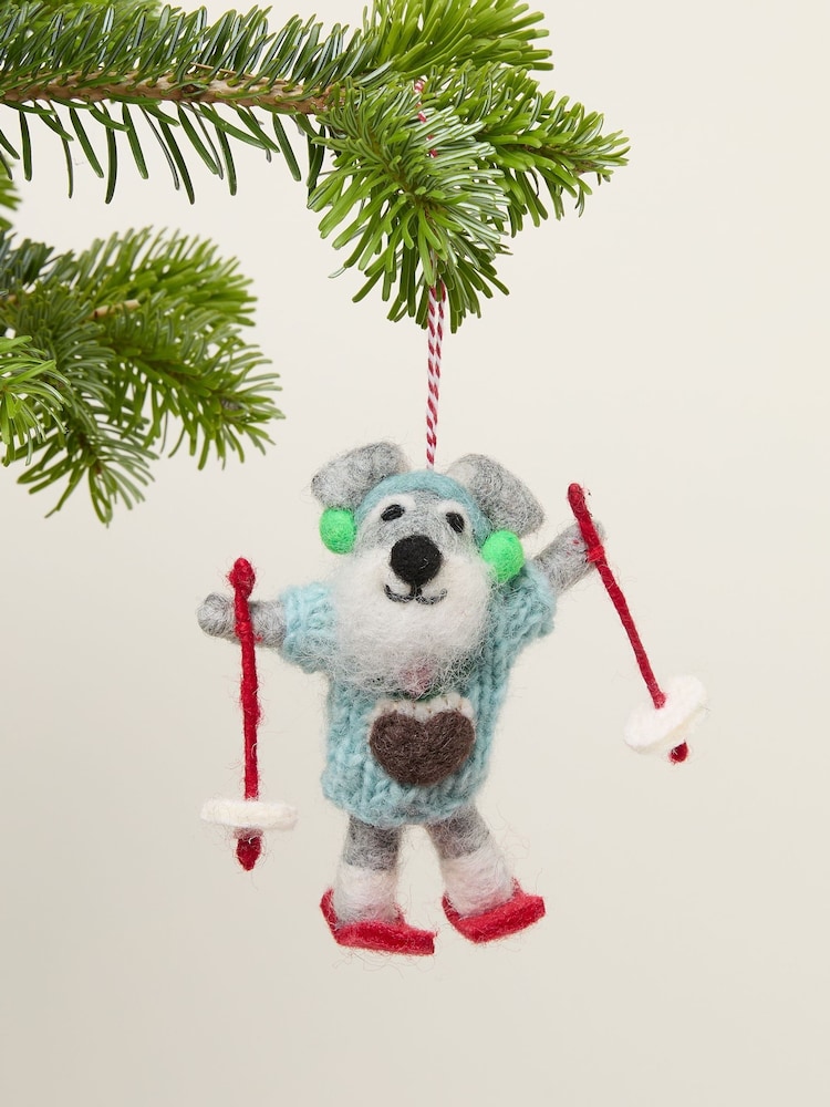 FatFace Multi Felt Skiing Schauzer Decoration - Image 1 of 2 FatFace Multi Felt Skiing Schauzer Decoration - Image 1 of 2