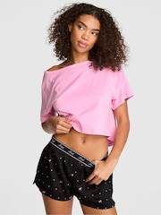 Victoria's Secret PINK Black and Pink Dog Print Pyjama Short Bottoms - Image 1 of 2