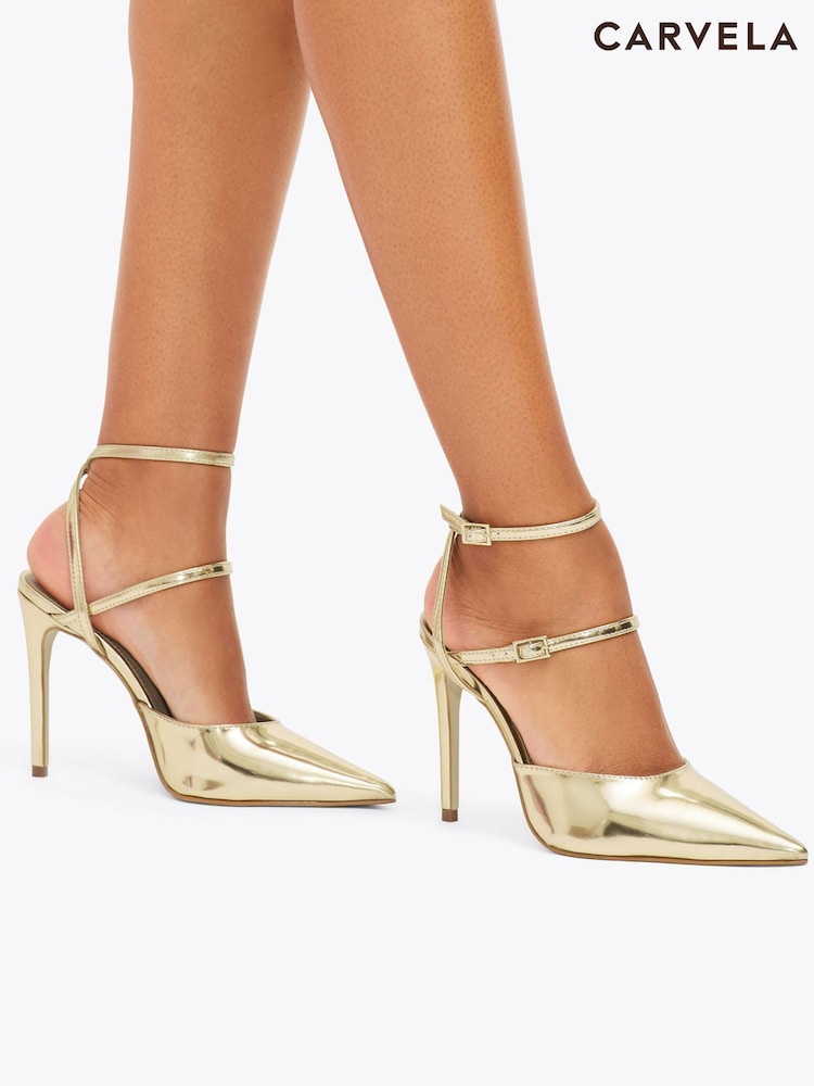 Carvela Gold Eterno Strappy Court Shoes - Image 6 of 6