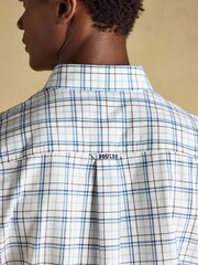 Joules White & Blue Checked Classic Fit Cotton Oxford Shirt - Image 10 of 11