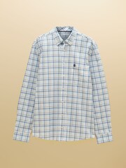 Joules White & Blue Checked Classic Fit Cotton Oxford Shirt - Image 11 of 11