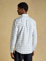 Joules White & Blue Checked Classic Fit Cotton Oxford Shirt - Image 3 of 11