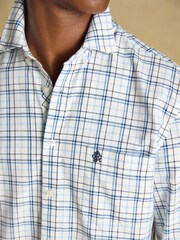 Joules White & Blue Checked Classic Fit Cotton Oxford Shirt - Image 5 of 11