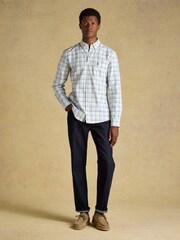 Joules White & Blue Checked Classic Fit Cotton Oxford Shirt - Image 6 of 11