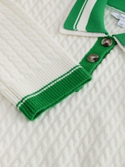 Ecru Cable Knit Double Collar Polo Jumper - Image 2 of 3