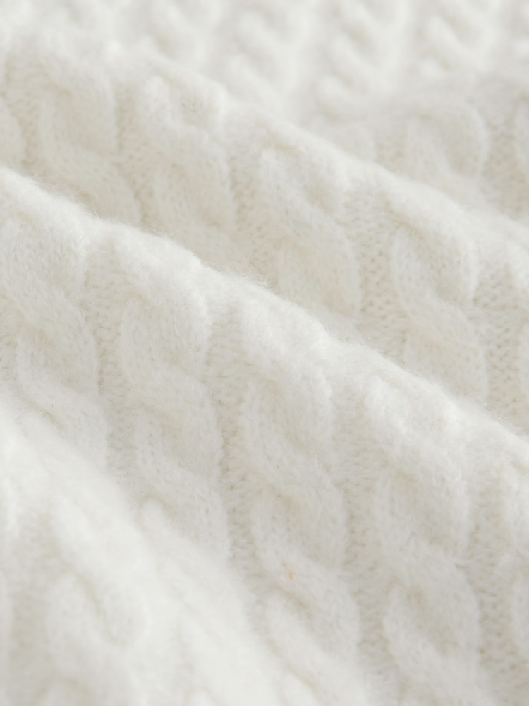 Ecru Cable Knit Double Collar Polo Jumper - Image 3 of 3