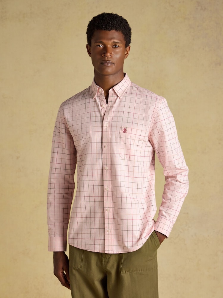 Joules Pink Checked Classic Fit Cotton Oxford Shirt - Image 1 of 9 Joules Pink Checked Classic Fit Cotton Oxford Shirt - Image 1 of 9