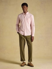 Joules Pink Checked Classic Fit Cotton Oxford Shirt - Image 4 of 9