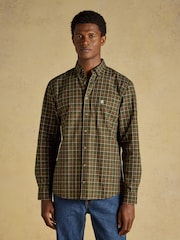 Joules Green Checked Classic Fit Cotton Oxford Shirt - Image 1 of 10
