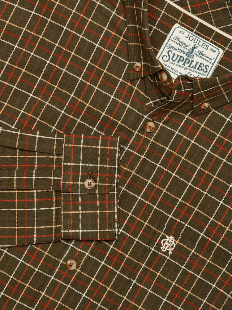 Joules Green Checked Classic Fit Cotton Oxford Shirt - Image 2 of 10