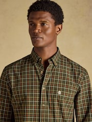 Joules Green Checked Classic Fit Cotton Oxford Shirt - Image 6 of 10