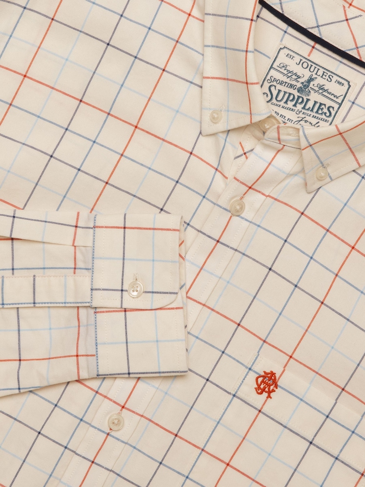 Joules White Checked Classic Fit Cotton Oxford Shirt - Image 2 of 12
