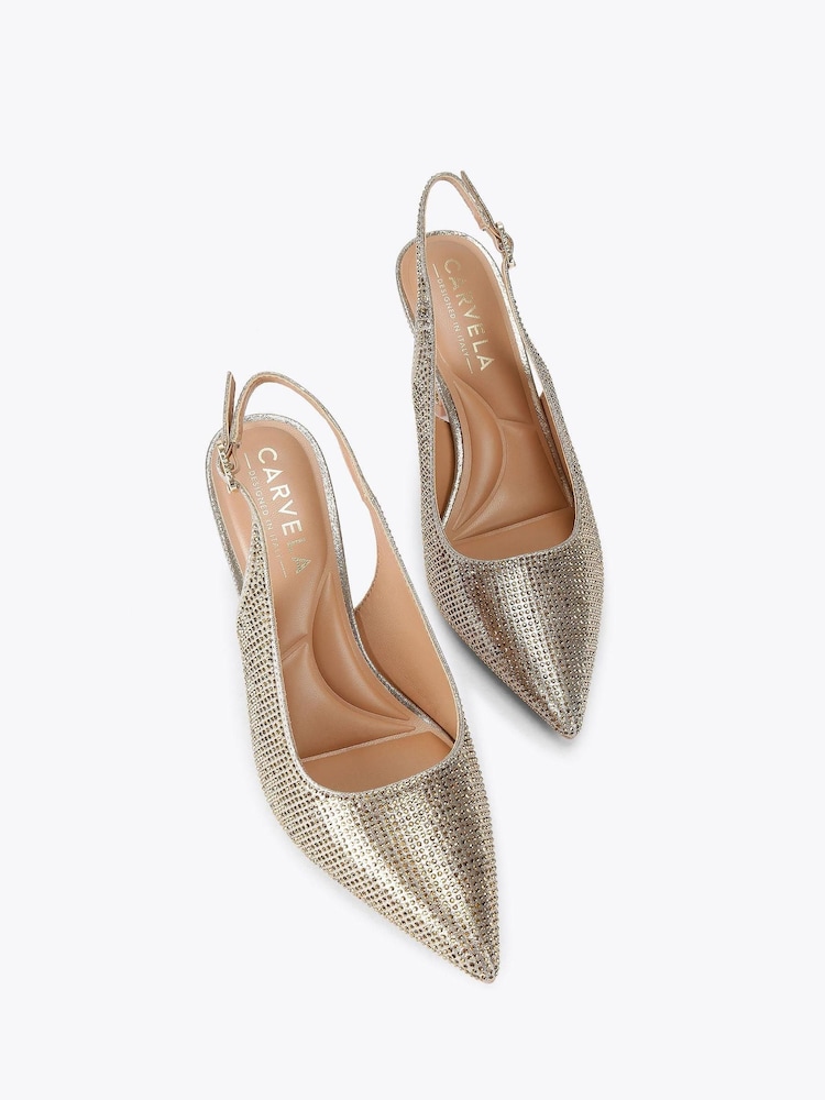 Carvela Gold Corletta Sling Jewel Shoes - Image 2 of 4 Carvela Gold Corletta Sling Jewel Shoes - Image 2 of 4