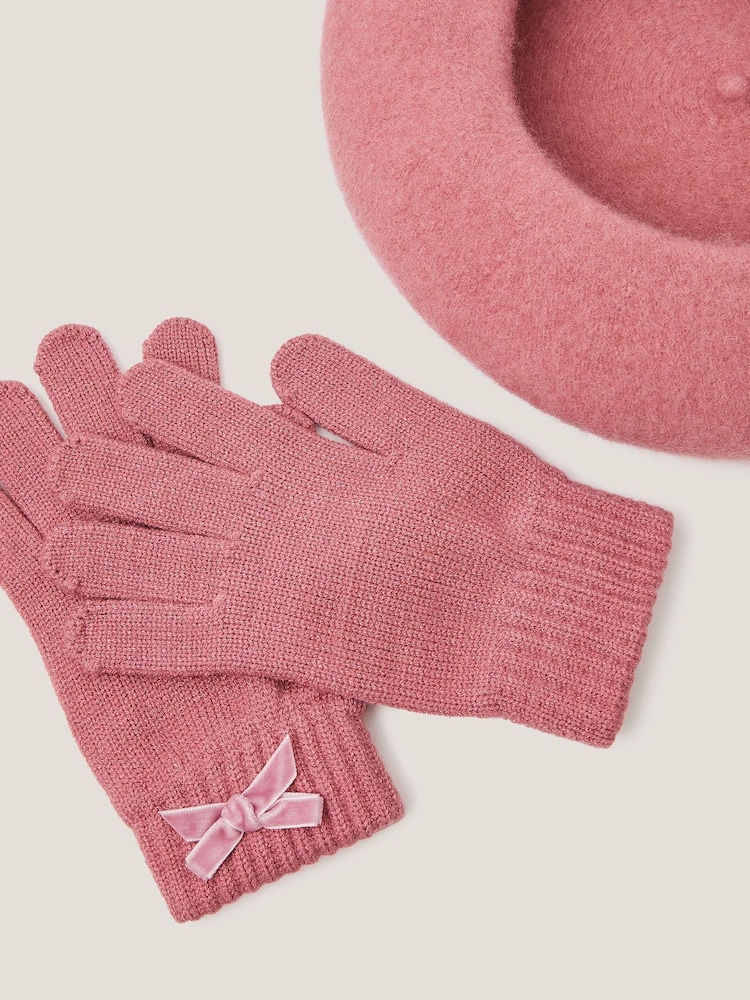 Monsoon Bow Beret & Gloves Set - صورة 2 من 2