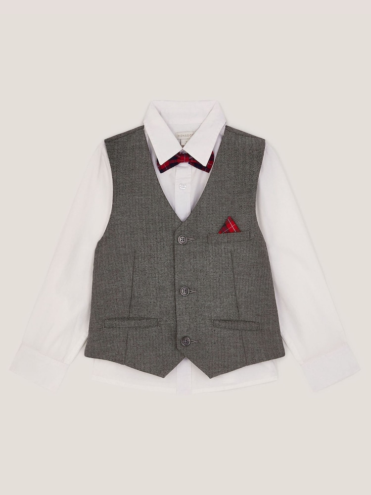 Monsoon Grey 3-Piece Waistcoat & Shirt - Image 1 of 3 Monsoon Grey 3-Piece Waistcoat & Shirt - Image 1 of 3