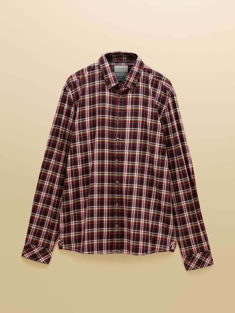 酒紅 - Joules Long Sleeve Brushed Flannel Shirt - 圖片 8，共 8
