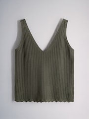 The Set 3 Pack Knitted V-Neck Strappy Vests Black/Chocolate Brown/Khaki Green - Image 4 of 6