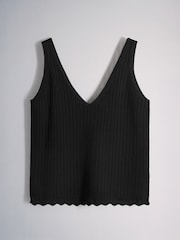 The Set 3 Pack Knitted V-Neck Strappy Vests Black/Chocolate Brown/Khaki Green - Image 6 of 6