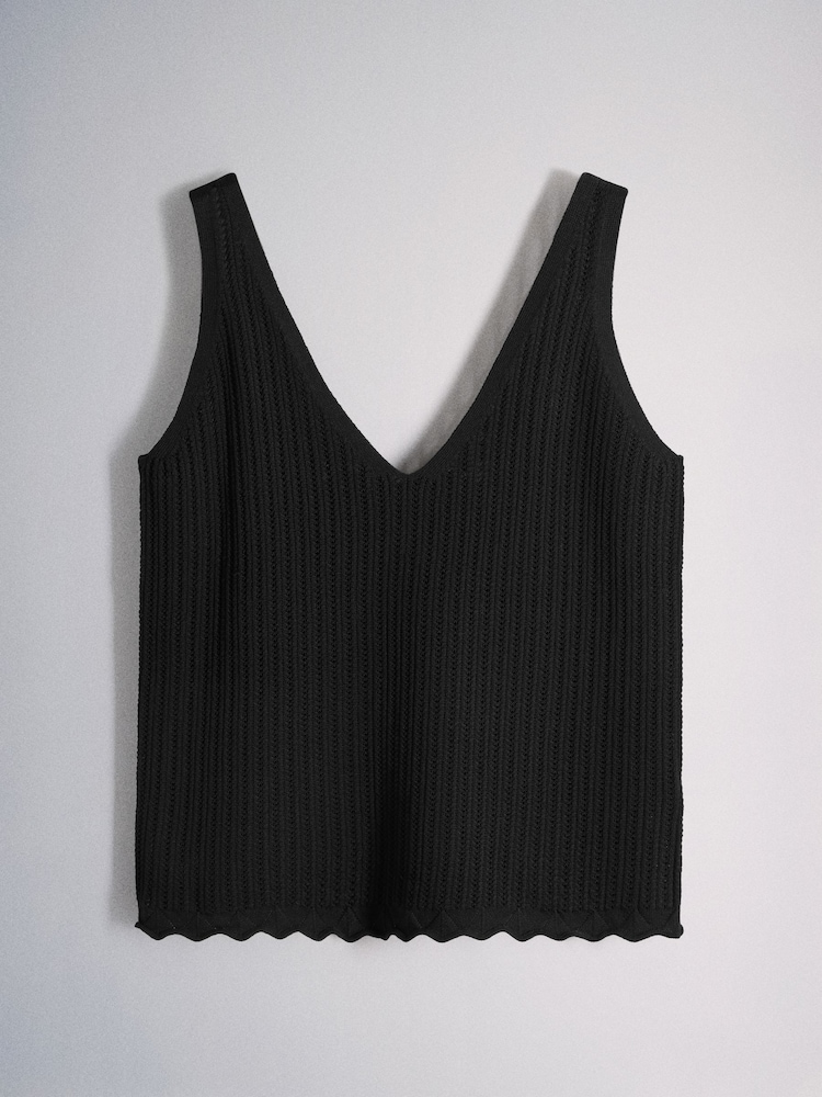The Set 3 Pack Knitted V-Neck Strappy Vests Black/Chocolate Brown/Khaki Green - Image 6 of 6 The Set 3 Pack Knitted V-Neck Strappy Vests Black/Chocolate Brown/Khaki Green - Image 6 of 6