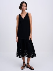 The Set Cotton Broderie Midi Dress Black - Image 2 of 8