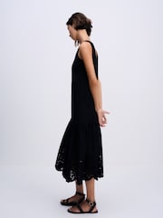 The Set Cotton Broderie Midi Dress Black - Image 3 of 8