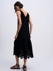 The Set Cotton Broderie Midi Dress Black - Image 4 of 8