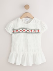 White Tomato Embroidered Smocked Top - Image 5 of 7