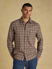 Joules Brown Long Sleeve Heavyweight Brushed Flannel Shirt - Image 1 of 11