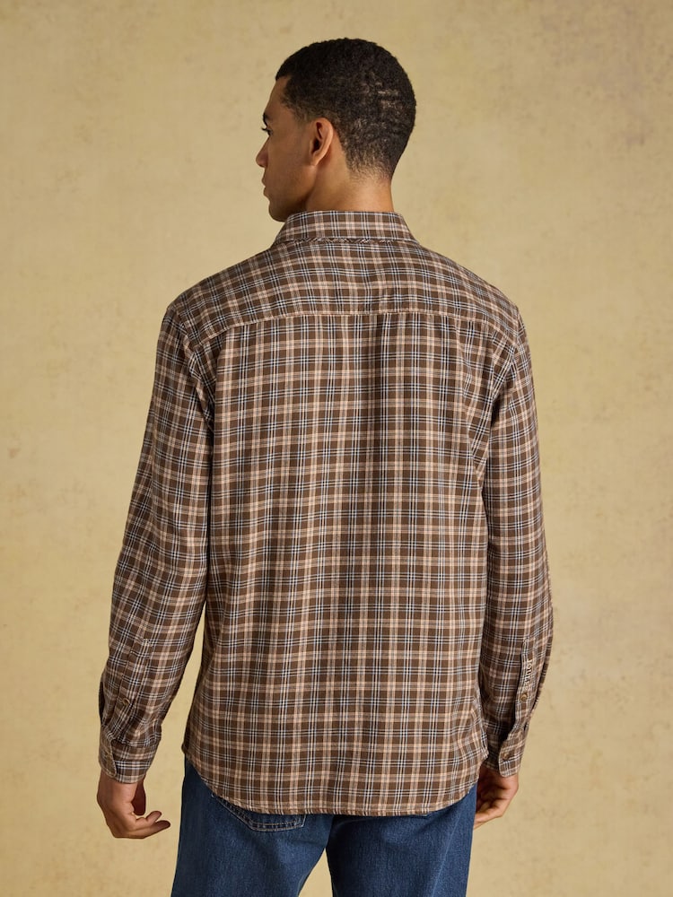 Joules Brown Long Sleeve Heavyweight Brushed Flannel Shirt - Image 2 of 11