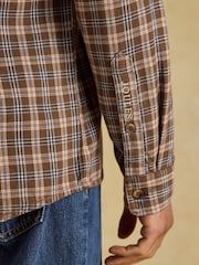Joules Brown Long Sleeve Heavyweight Brushed Flannel Shirt - Image 5 of 11