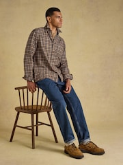 Joules Brown Long Sleeve Heavyweight Brushed Flannel Shirt - Image 7 of 11