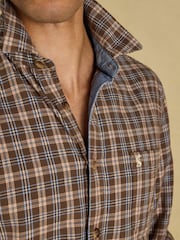 Joules Brown Long Sleeve Heavyweight Brushed Flannel Shirt - Image 8 of 11