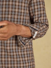 Joules Brown Long Sleeve Heavyweight Brushed Flannel Shirt - Image 9 of 11