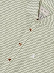 Joules Green & White Striped Linen Blend Short Sleeve Shirt - Image 2 of 8