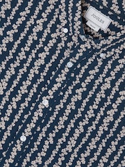 Joules Seersucker Navy Short Sleeve Classic Fit Cotton Shirt - Image 2 of 9