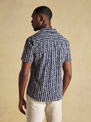 Joules Seersucker Navy Short Sleeve Classic Fit Cotton Shirt - Image 3 of 9