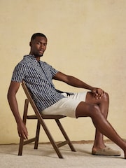 Joules Seersucker Navy Short Sleeve Classic Fit Cotton Shirt - Image 4 of 9