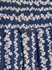 Joules Seersucker Navy Short Sleeve Classic Fit Cotton Shirt - Image 8 of 9